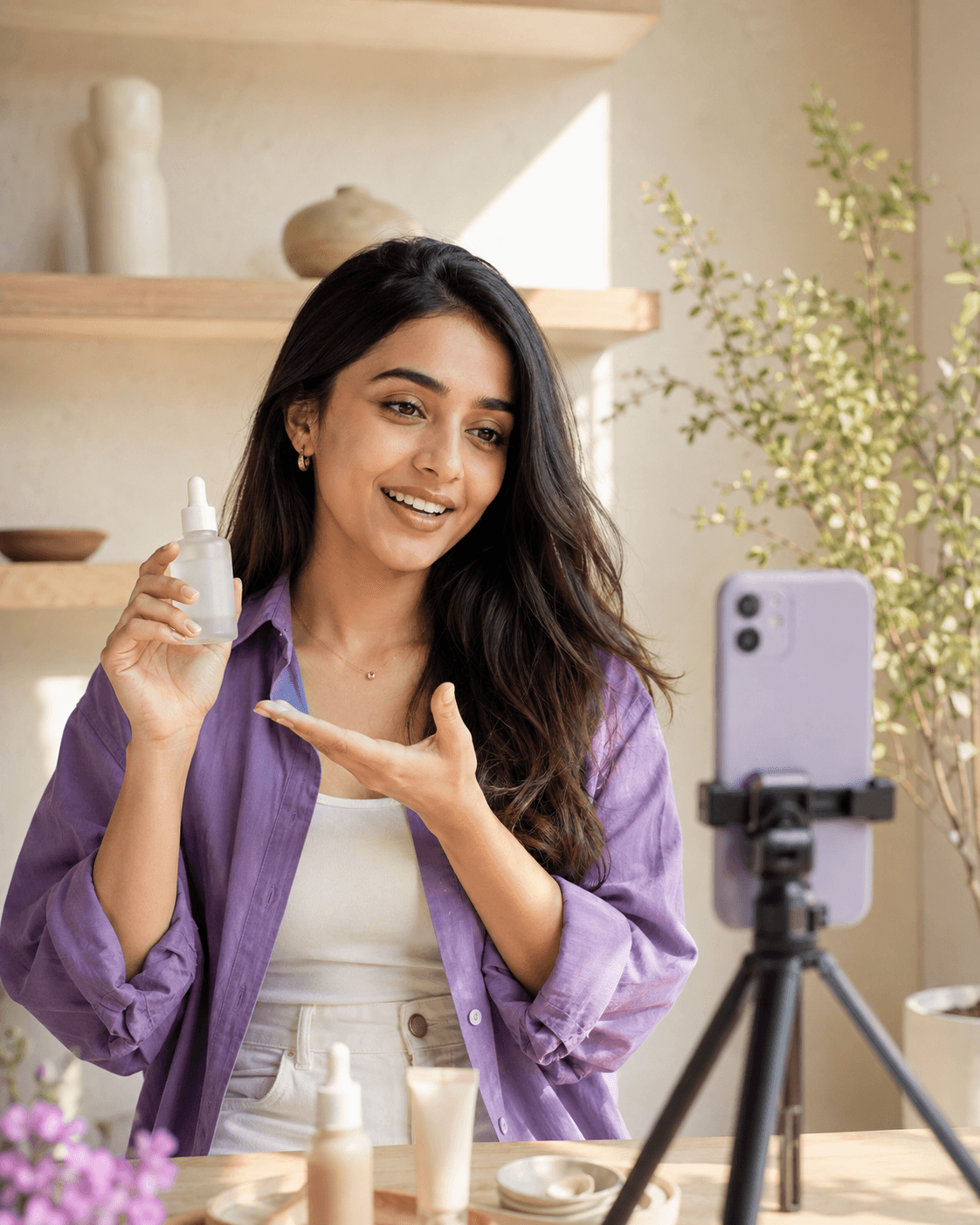 Creator filming a product recommendation