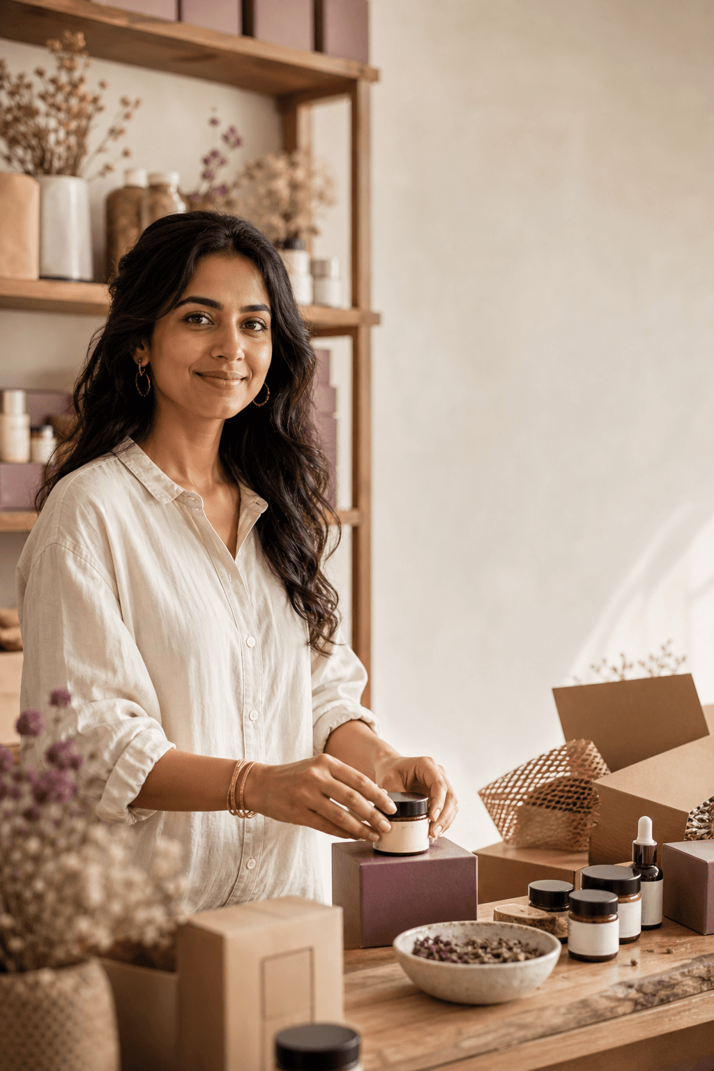 A product founder preparing orders